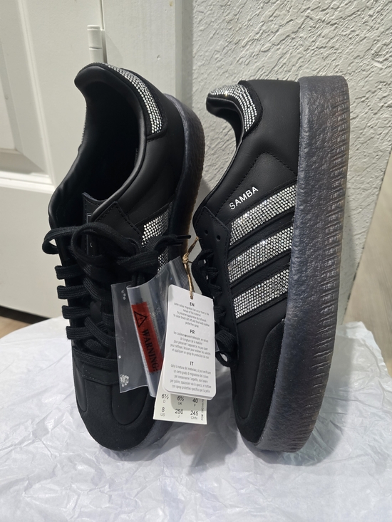 adidas Shoes - Women's Adidas Samba Platform Sneakers - Black with Silver Rhinestones.....